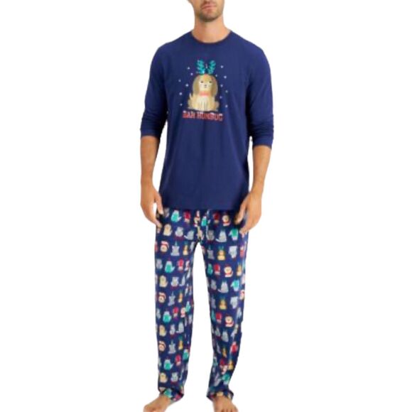Family PJs Mens Bah Humbug Dog Pajama Set‎ Size Medium New - Picture 1 of 5